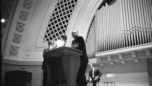 Martin Luther King Jr speaking at Hill Auditorium