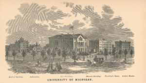 historial drawing of U-M campus
